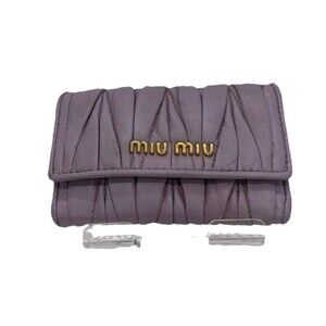 Miu Miu Logo Gather Leather 6 Ring Key Case Purple – Authentic/36